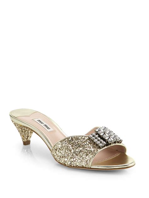 miu miu gold slides